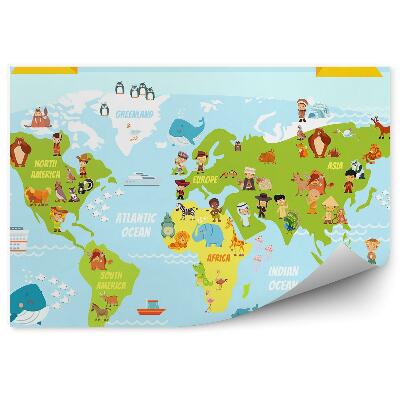 Poszter tapéta Állatok emberek világtérkép