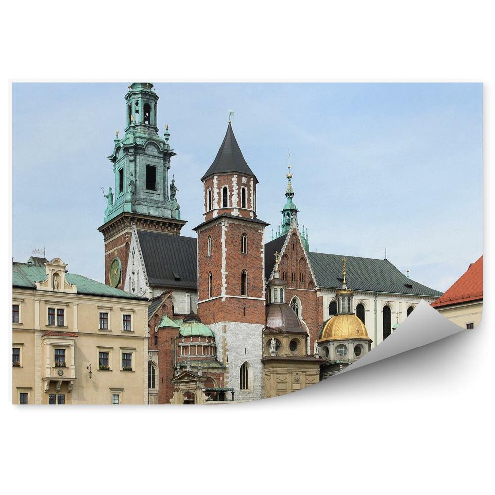 Poszter tapéta Királyi kastély fák fű sziklák Krakkó égboltja