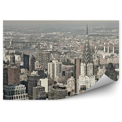 Poszter tapéta szépia felhőkarcolók Manhattan Hudson River New York