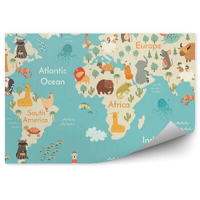 Fotótapéta Állatok világtérkép víz kék