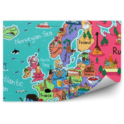 Fotótapéta Európa színes térképe szimbólumok rajzai