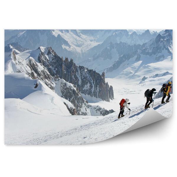 Öntapadós fotótapéta Mont Blanc-hegység Téli havas hegymászók