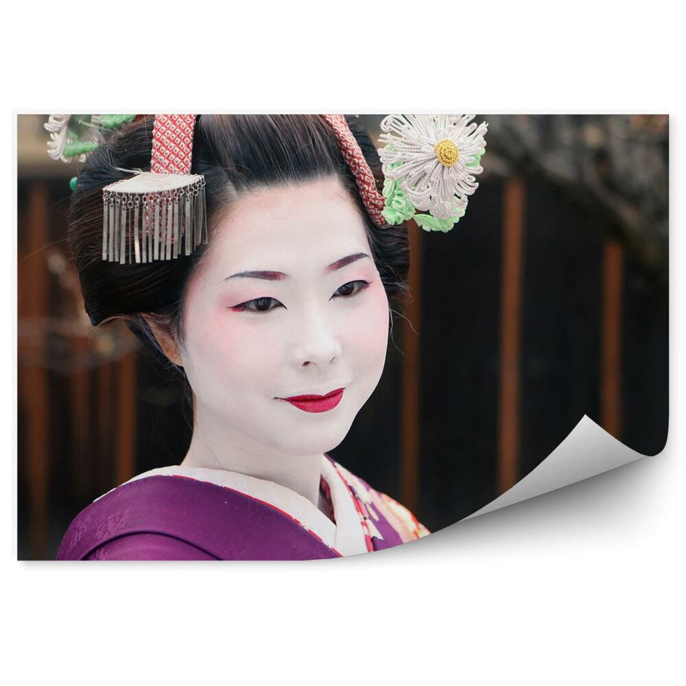 Modern fotótapéta Gésa portré smink kimonó japán templom