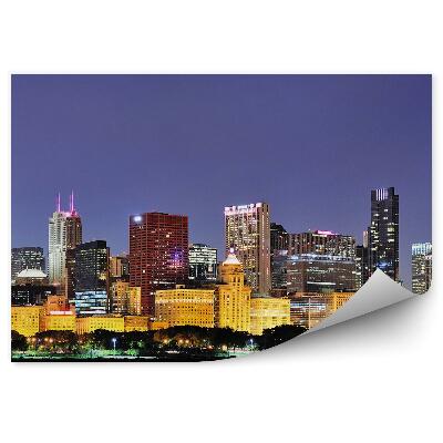 Fotótapéta Chicago éjszakai panoráma felhőkarcolók fényei