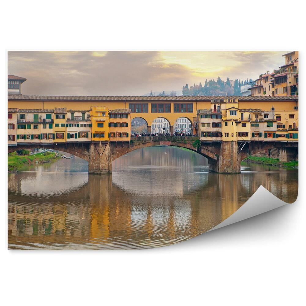 Fotótapéta aranyműves híd folyó épületek naplemente firenze
