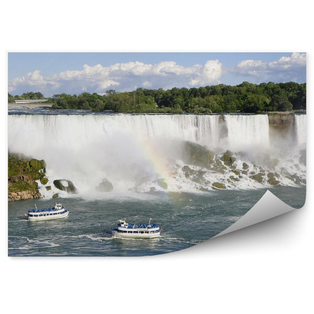 Öntapadós fotótapéta Szivárvány Niagara vízesés turisták hajók