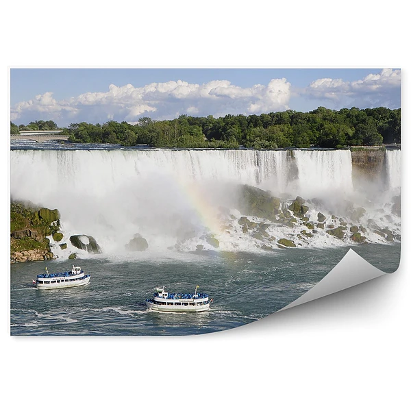 Öntapadós fotótapéta Szivárvány Niagara vízesés turisták hajók