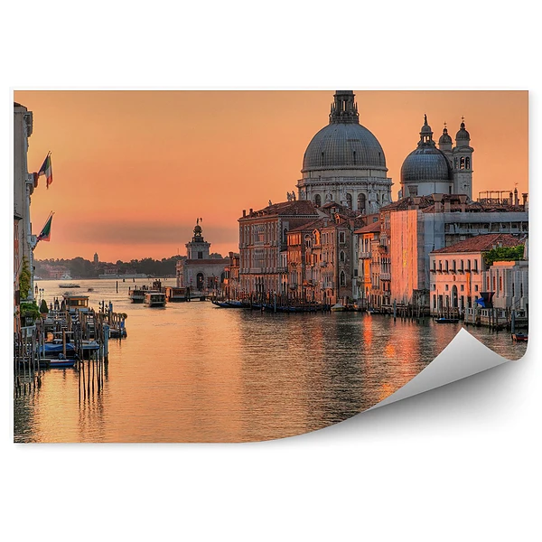 Fotótapéta Grand Canal bazilika épületek Hajók Velence naplemente