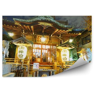 Poszter tapéta japán templom fák kínai karakterek tokió