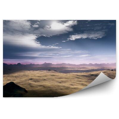Modern fotótapéta Hegyek sivatagi köd naplemente égbolt felhők