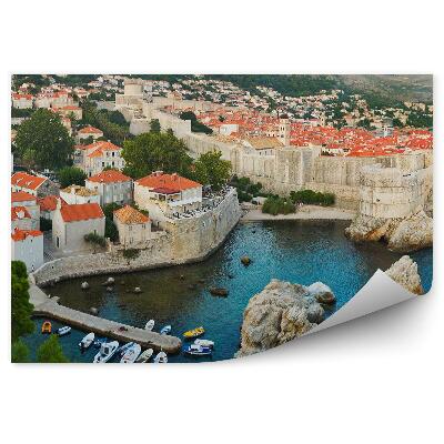 Modern fotótapéta Öböl, kikötő, csónakok, sziklák, város