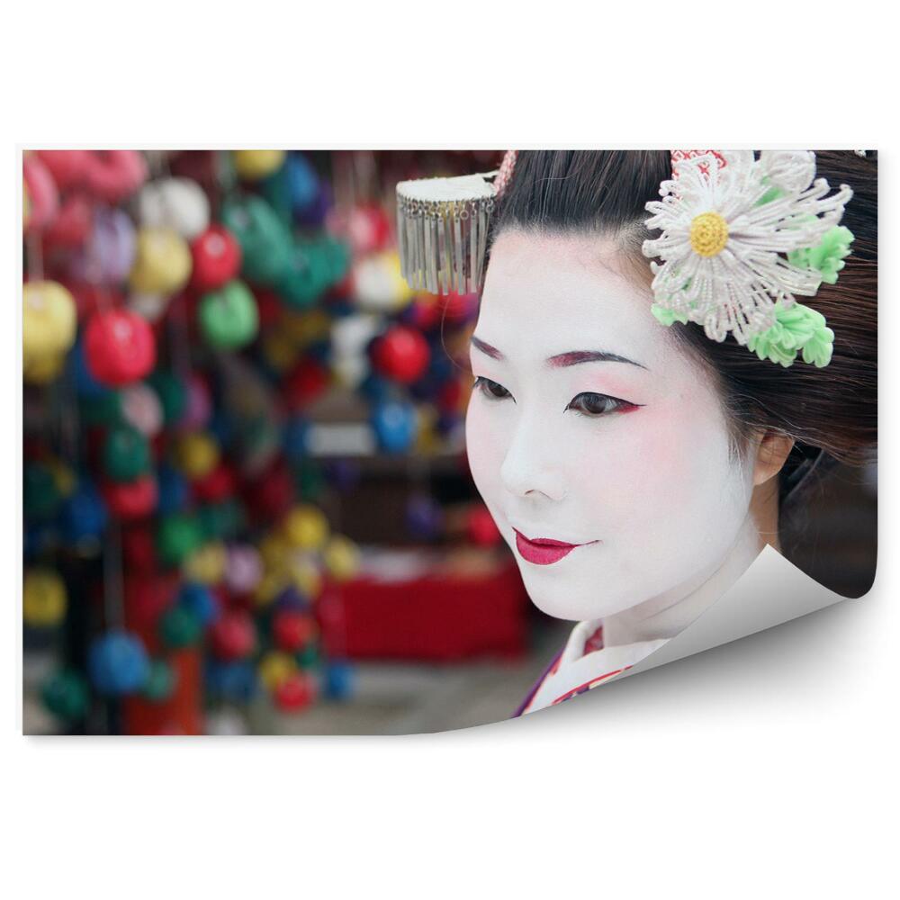 Fotótapéta Japán lila kimonó gésa portré