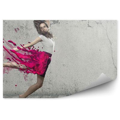 Öntapadós fotótapéta Táncos folyékony szoknya absztrakciós fa szürke háttér