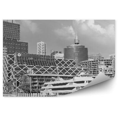 Fotótapéta felhőkarcolók óceán yachts ég felhők szépia Sydney