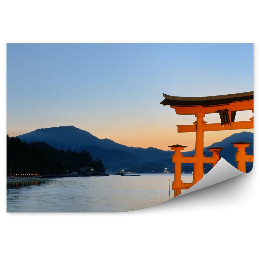 Fali poszter tapéta Miyajima Gate Water Mountains Island Japán