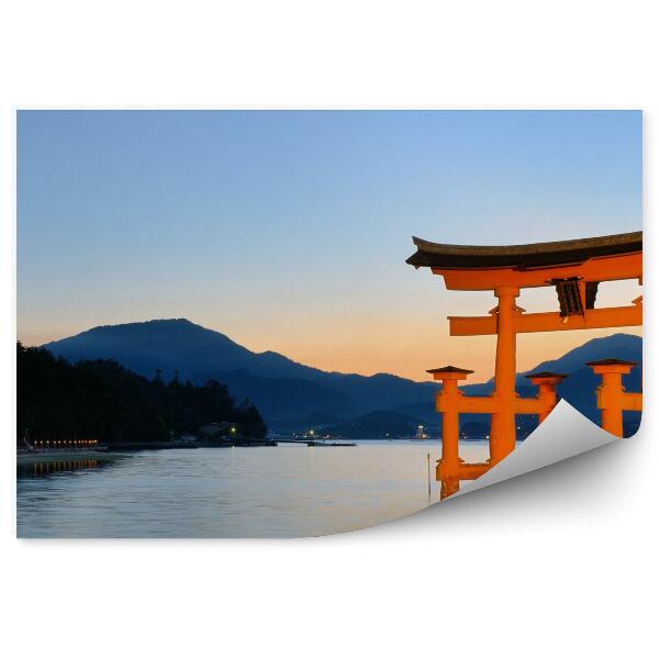 Fali poszter tapéta Miyajima Gate Water Mountains Island Japán