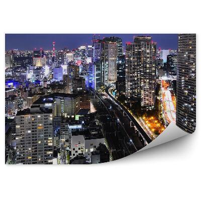 Fotótapéta felhőkarcolók közúti közlekedés éjszakai fények Tokió