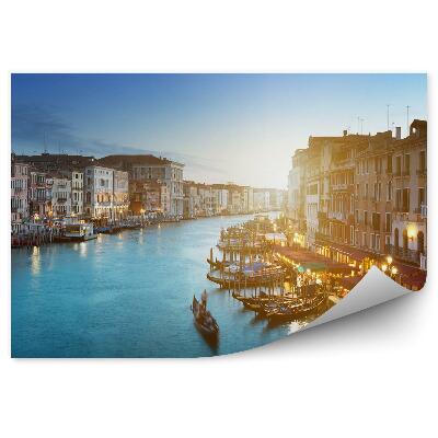 Fotótapéta kilátás a Grand Canalra, Velence, épületek, csónakok, lámpák, gondolák