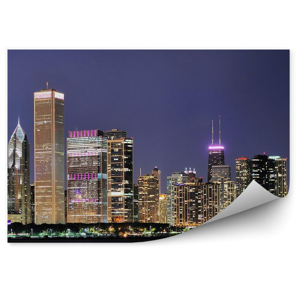 Öntapadós fotótapéta Chicago felhőkarcolók épületek fények éjszaka