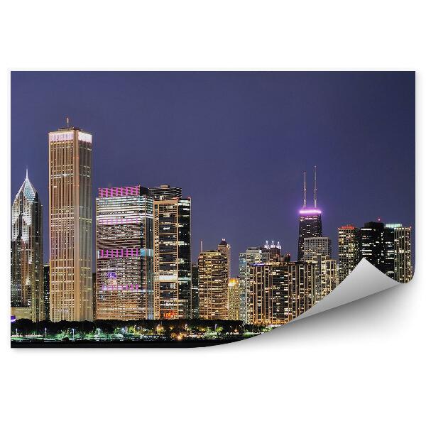 Öntapadós fotótapéta Chicago felhőkarcolók épületek fények éjszaka