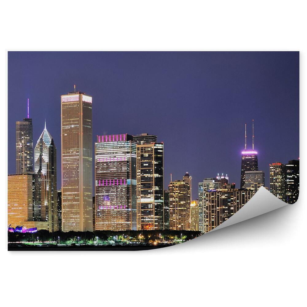 Fotótapéta Chicago felhőkarcolók éjszakai fényei