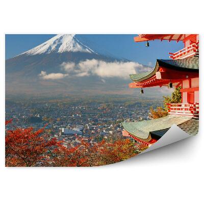 Öntapadós fotótapéta Pagoda Mount Fuji juharfa házak