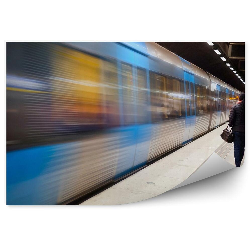 Öntapadós fotótapéta falra Stockholm metróállomás emberszállítási mozgása