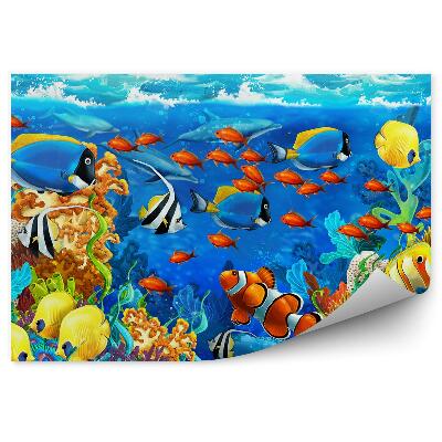 Öntapadós fotótapéta Rajzolás gyerekeknek színes zátony halak