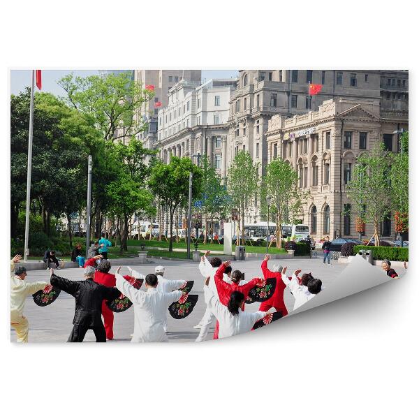 Fotótapéta Tai chi sanghaji kimonó rajongói épületek Kínában