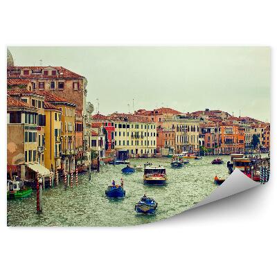 Fotótapéta csónakok virágok Grand Canal Velence épületek felhők