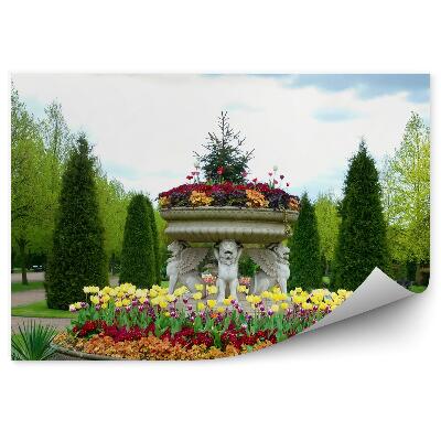 Poszter tapéta fák virágok fű sikátor égbolt felhők oroszlánok pálmafák