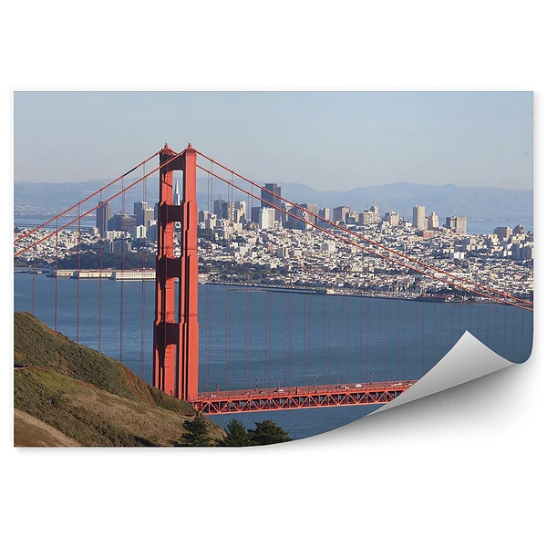 Fotótapéta Golden Gate óceán hegyek épületek ég San Francisco híd
