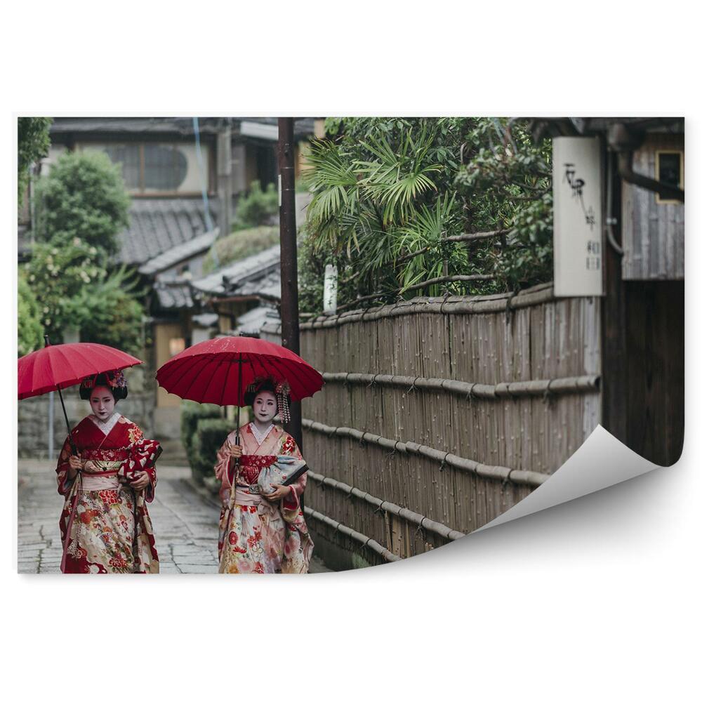 Fali poszter tapéta Japán gésa nő kimonó természet séta