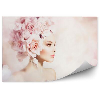 Öntapadós fotótapéta Lány haj virágokkal