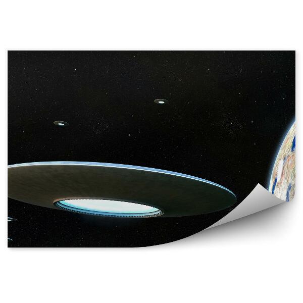 Öntapadós fotótapéta falra Föld bolygó ufo 3d ég csillagok