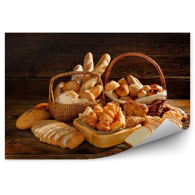 Öntapadós Fotótapéta Falra Változatos kenyér egy fonott kosárban