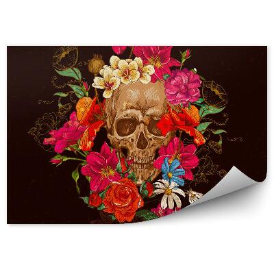Kép tapéta Halál napi koponya és virágok