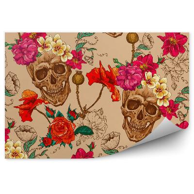 Fotótapéta Koponyák és virágok