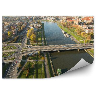 Poszter tapéta légi felvétel a Wisła Krakówról