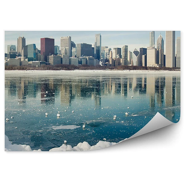 Öntapadós fotótapéta Felhőkarcolók new york fák ég felhők óceán jég hó