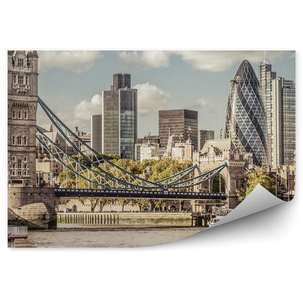 Poszter tapéta épületek Temze torony híd csónakok ég felhők London