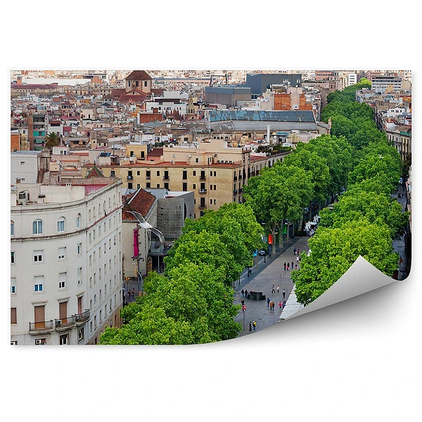 Poszter tapéta Barcelona épületek fák emberek légifelvételek