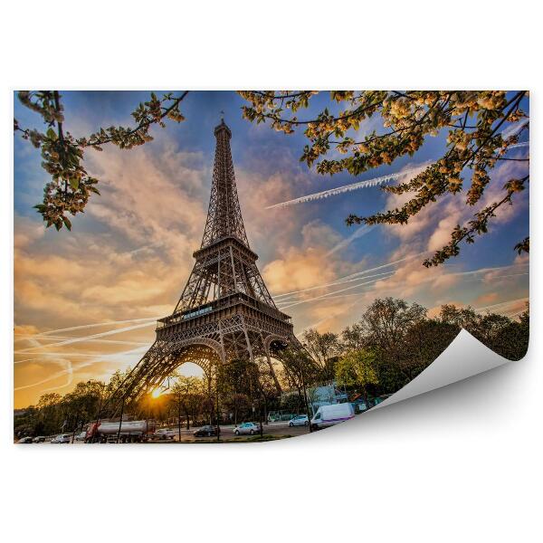 Fotótapéta Eiffel-torony napkelte előtt Párizsban, Franciaország