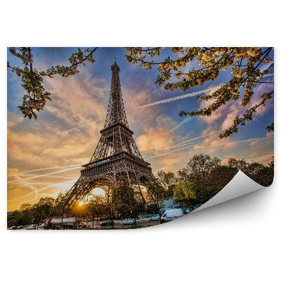 Fotótapéta Eiffel-torony napkelte előtt Párizsban, Franciaország