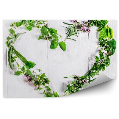 Öntapadós Fotótapéta Gyógynövények összetétele szív fehér fa