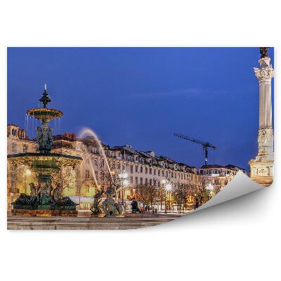 Fotótapéta szökőkút műemlék piac lisszaboni emberek épületei