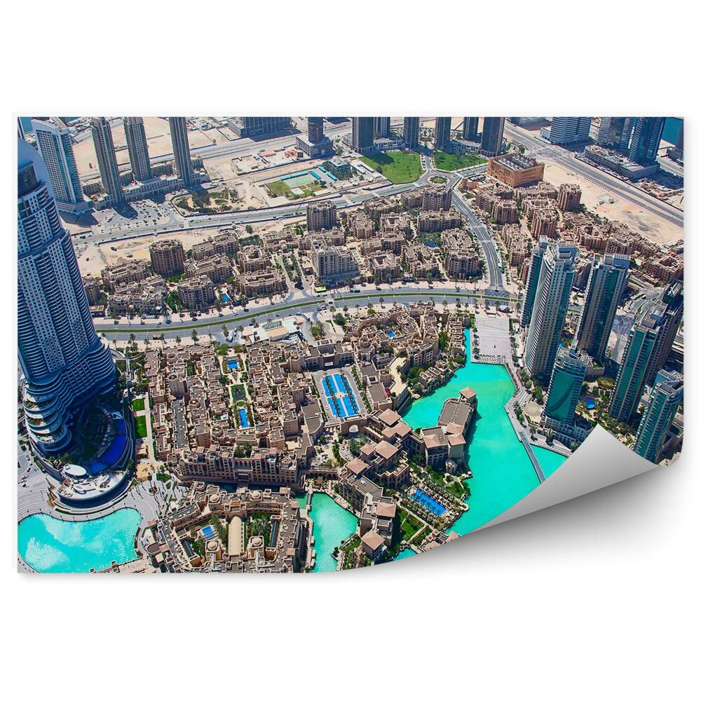 Fotótapéta légi felvétel felhőkarcolók óceán Dubai