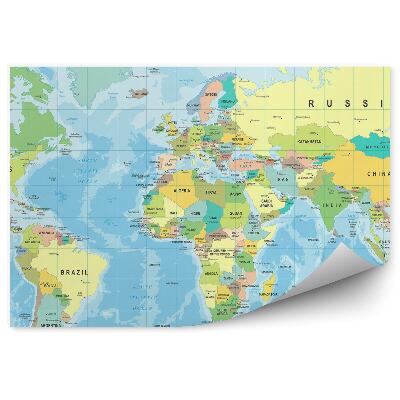 Fotótapéta A kontinensek országainak nevei a világtérképen