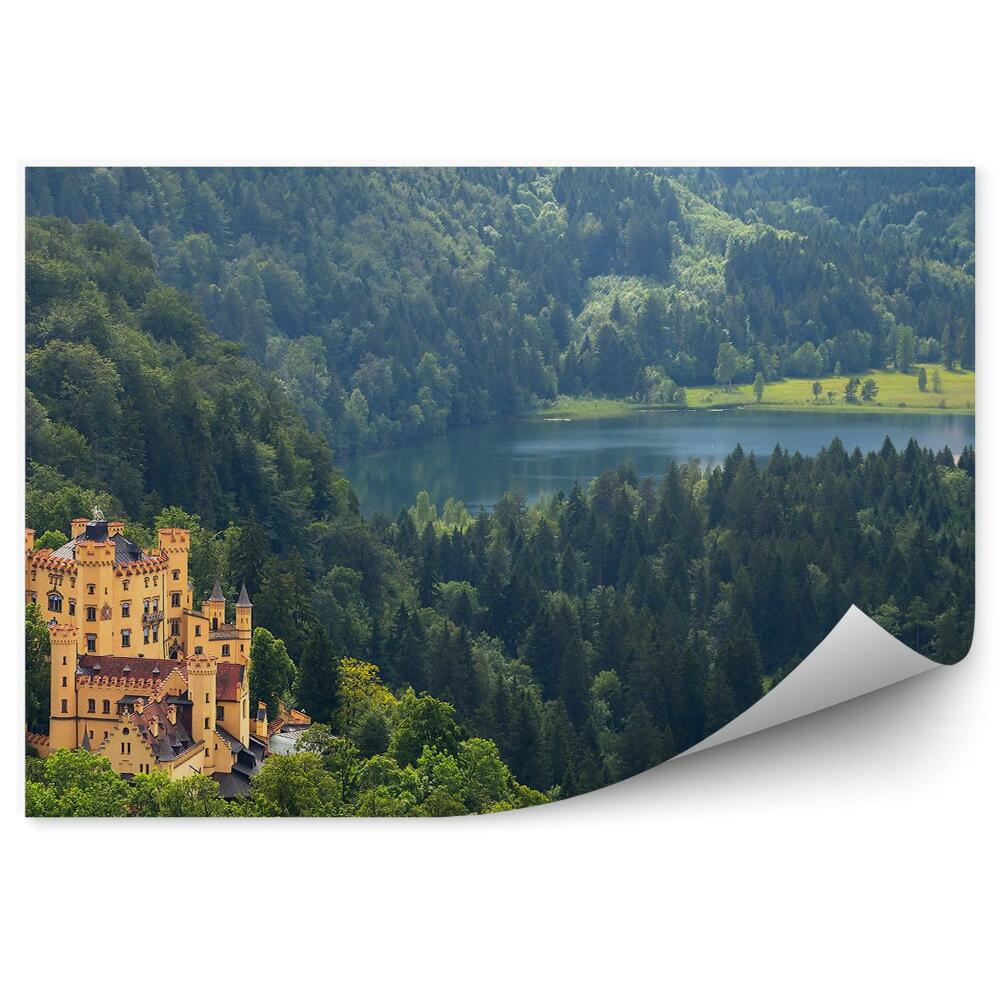 Öntapadós fotótapéta Hohenschwangau vár bajor Alpok tó tűlevelű fák hegyek