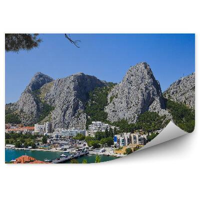 Modern fotótapéta Sziklás hegyek város híd víz